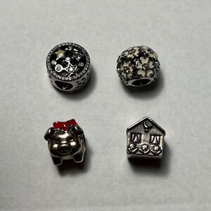 Pandora Charm Set – 4 Authentic Charms | Dog, House, Sparkling Floral & Stars